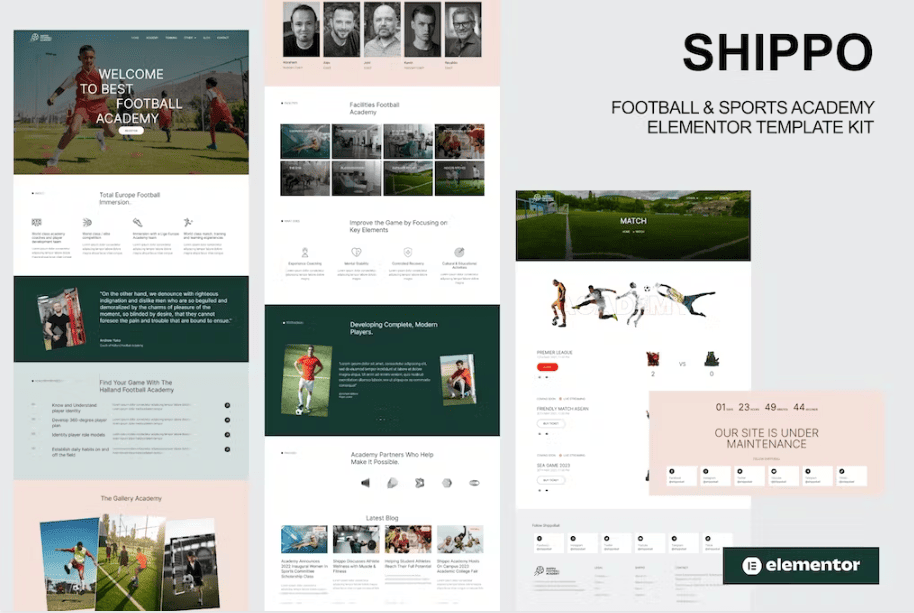 Shippo – 足球与体育学院 Elementor 模板套件