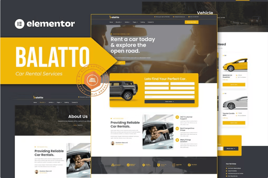 Balatto – 汽车租赁公司 Elementor Pro 模板套件