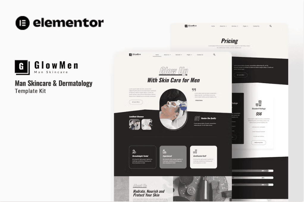 Glowmen – 男士护肤和皮肤病学 Elementor 模板套件