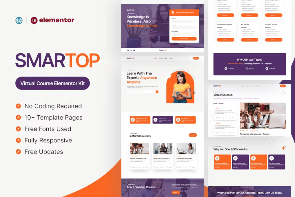 Smartop – 虚拟课程 Elementor Pro 模板套件