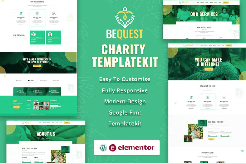 非营利慈善和捐赠 Elementor 模板套件