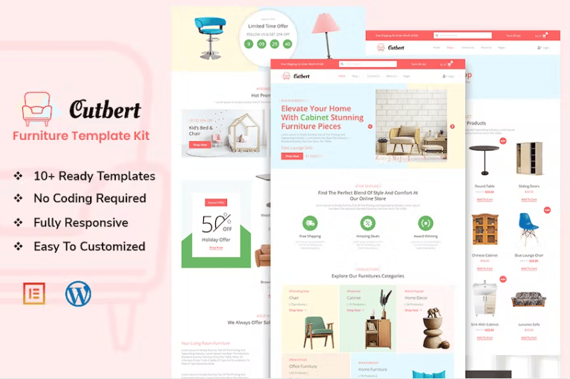 Cutbert – 家具店 Elementor 模板套件