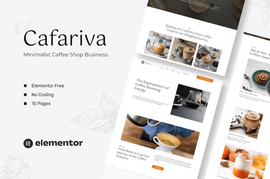 Cafariva – 极简主义咖啡馆和咖啡 Elementor 模板套件