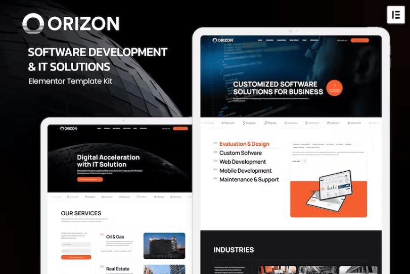 Orizon – 软件开发和 IT 解决方案 Elementor 模板套件