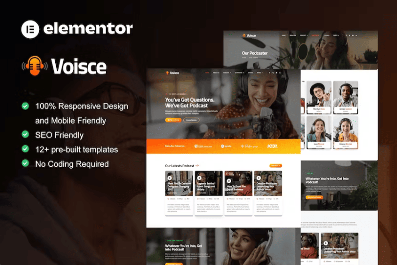 Voisce – 播客和音乐流媒体 Elementor Pro 模板套件