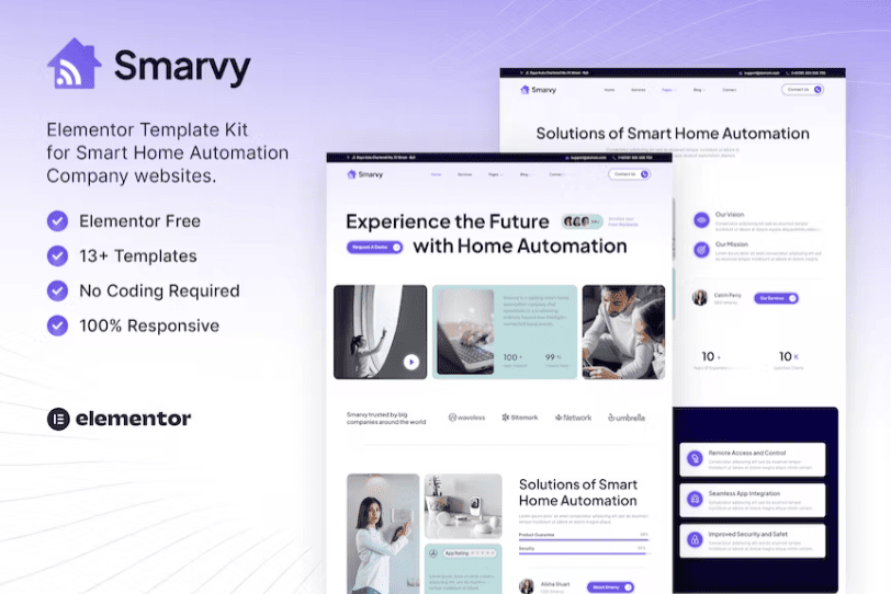 Smarvy – 智能家居自动化公司 Elementor 模板套件