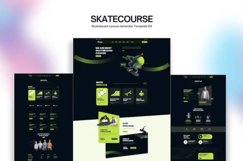 Skatecourse – 滑板课程 Elementor 套件