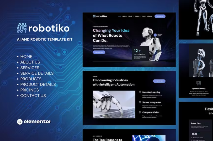 Robotiko – 机器人和 AI Elementor 模板套件