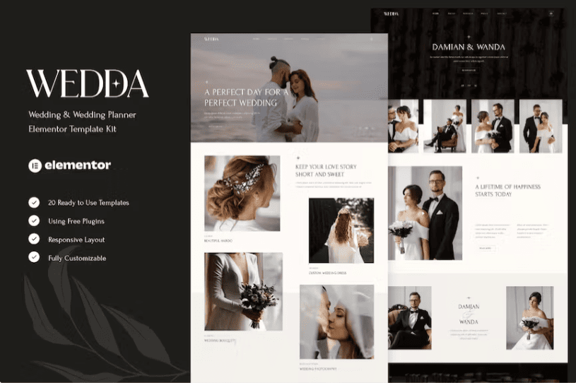 Wedda – 婚礼和婚礼策划师 Elementor 模板套件