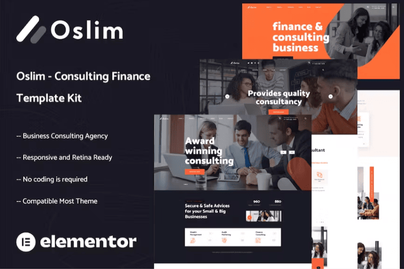 Oslim – 咨询财务 Elementor 模板套件