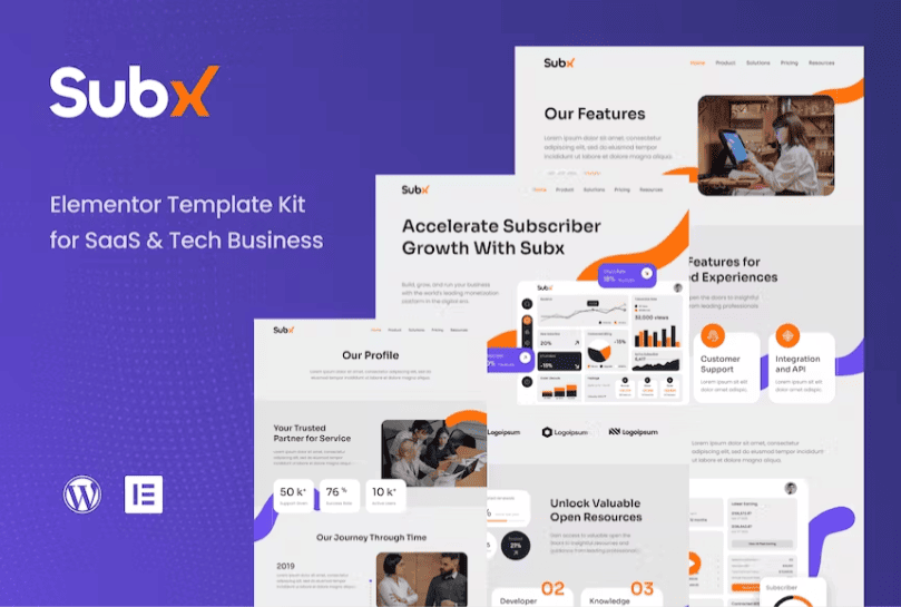Subx – SaaS 和技术业务 Elementor 模板套件