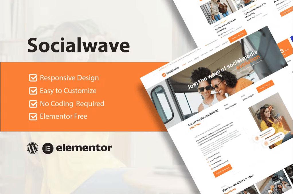 SocialWave – 社交媒体和数字营销服务 Elementor 模板套件