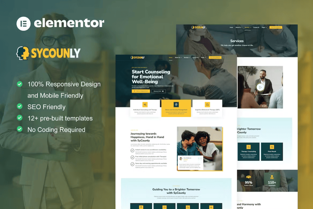 Sycounly – 心理学和咨询服务 Elementor Pro 模板套件