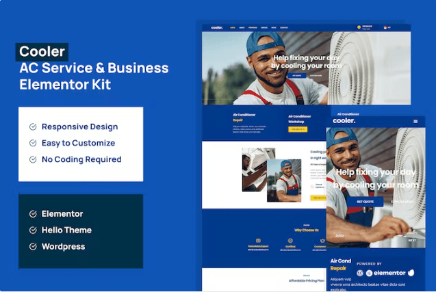 Cooler – AC Service & Business Elementor Pro 模板套件