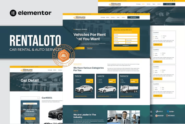 Rentaloto – 汽车租赁和汽车服务 Elementor 模板套件