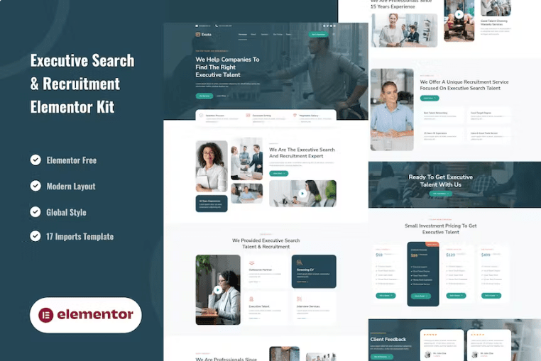 Exuta – 高管搜索和招聘服务 Elementor 模板套件