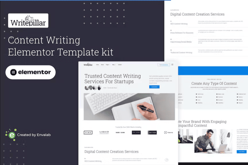 Writepillar – 内容写作服务 Elementor 模板套件