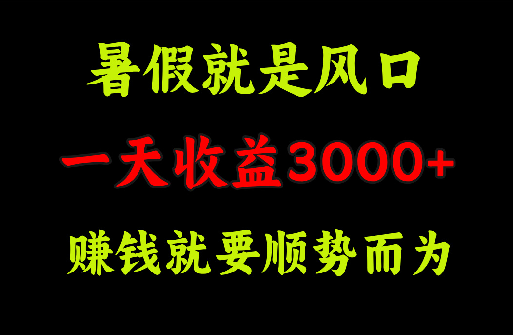 一天收益3000+ 赚钱就是顺势而为，暑假就是风口