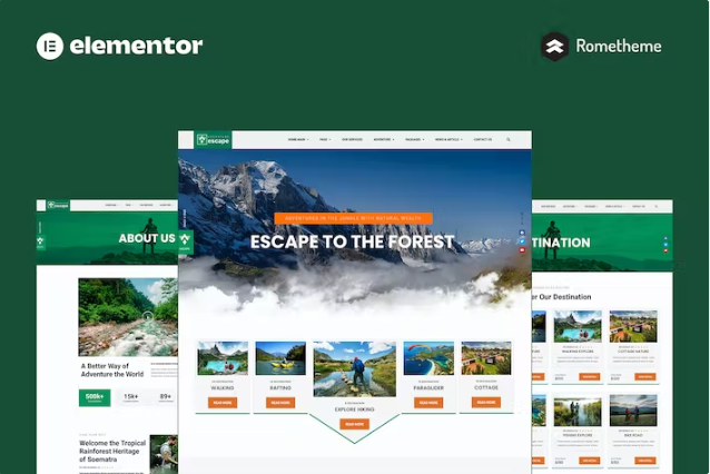 Escape – Forest Travel Adventure Elementor Pro 完整站点模板套件