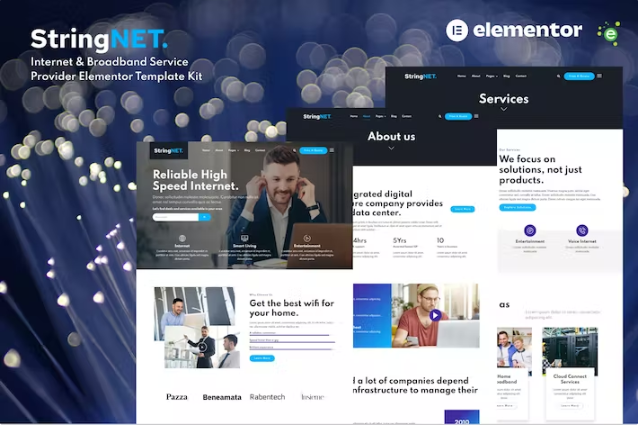 StringNET – 互联网和宽带服务提供商 Elementor 模板工具包