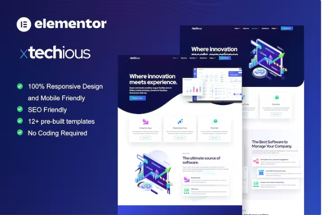 Xtechious – Saas 和数字技术公司 Elementor 模板工具包