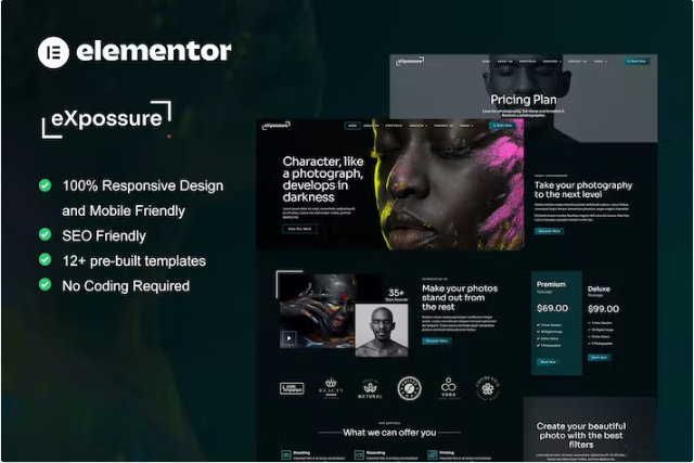 曝光 – 摄影和作品集 Elementor 模板套件