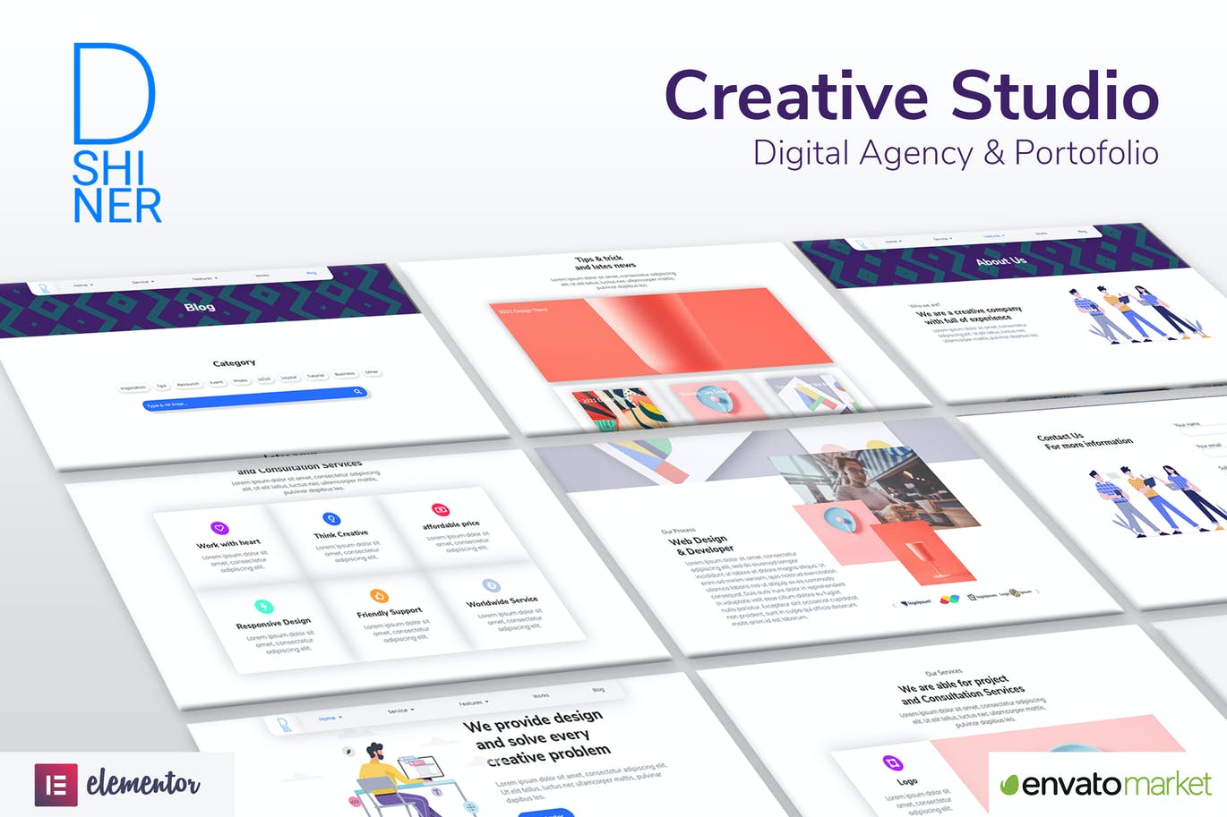 D’Shiner Creative Studio & Digital Agency Elementor Template KitD