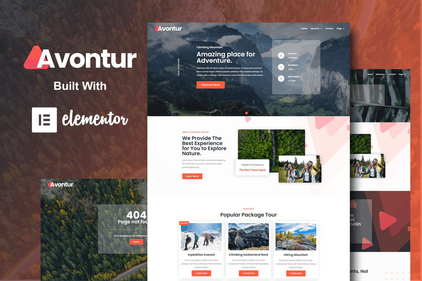 Avontur – 现代旅游与旅行 Elementor Template Kit