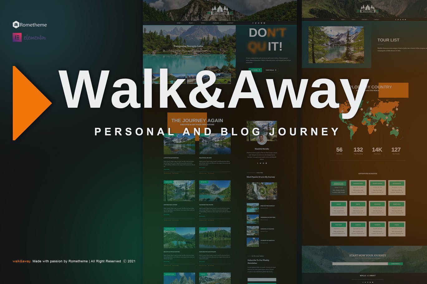 Walk&Away – T旅游博客和旅程 Elementor Template Kit