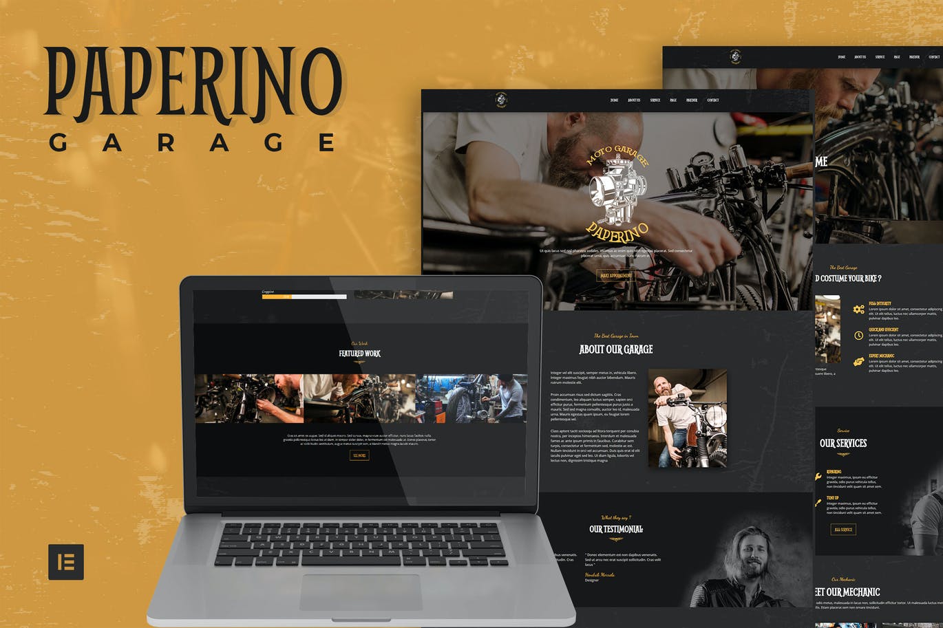 Paperino Garage -机械 Elementor Template Kit