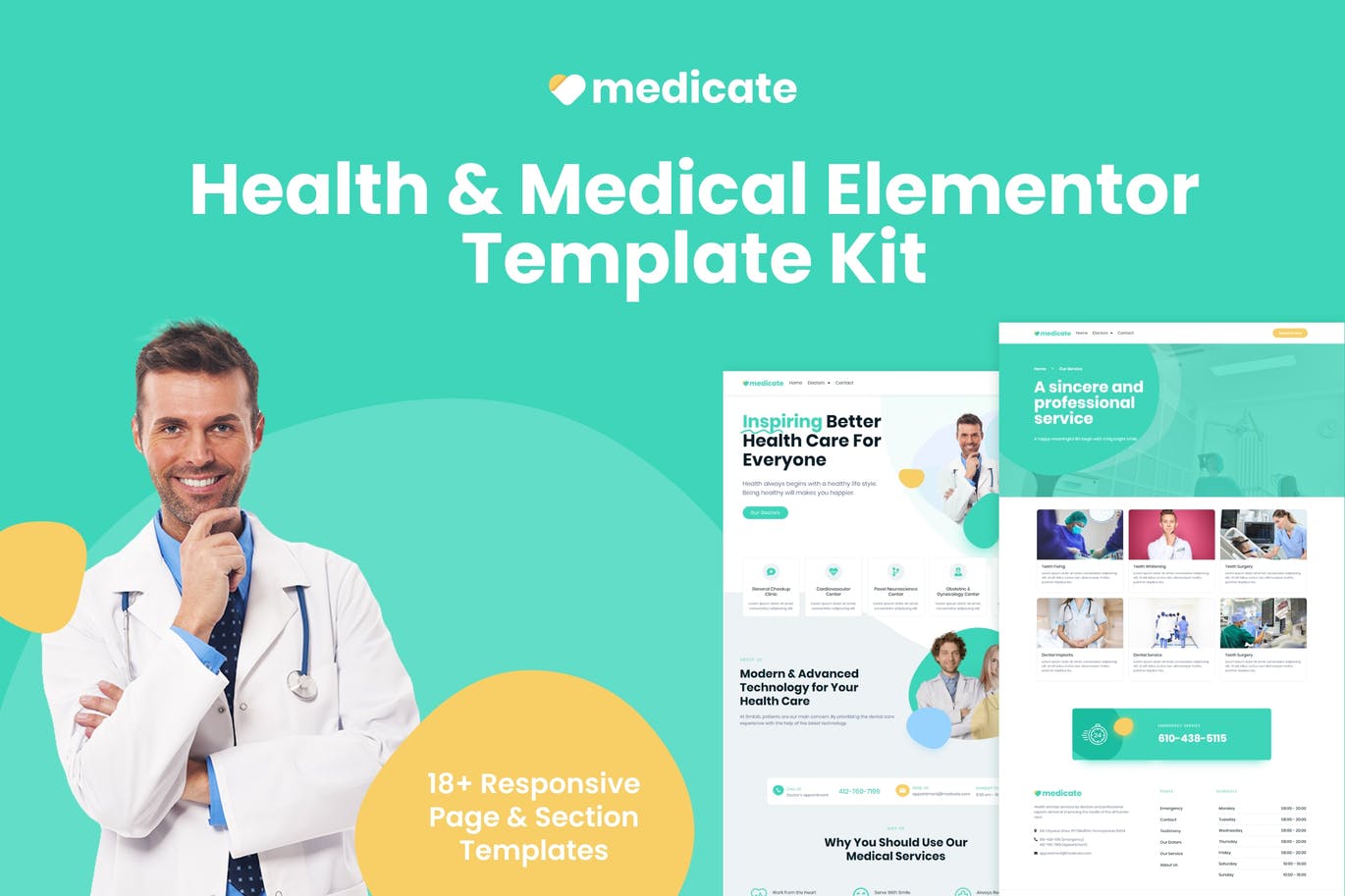 Medicate – 健康和医疗 Elementor Template Kit