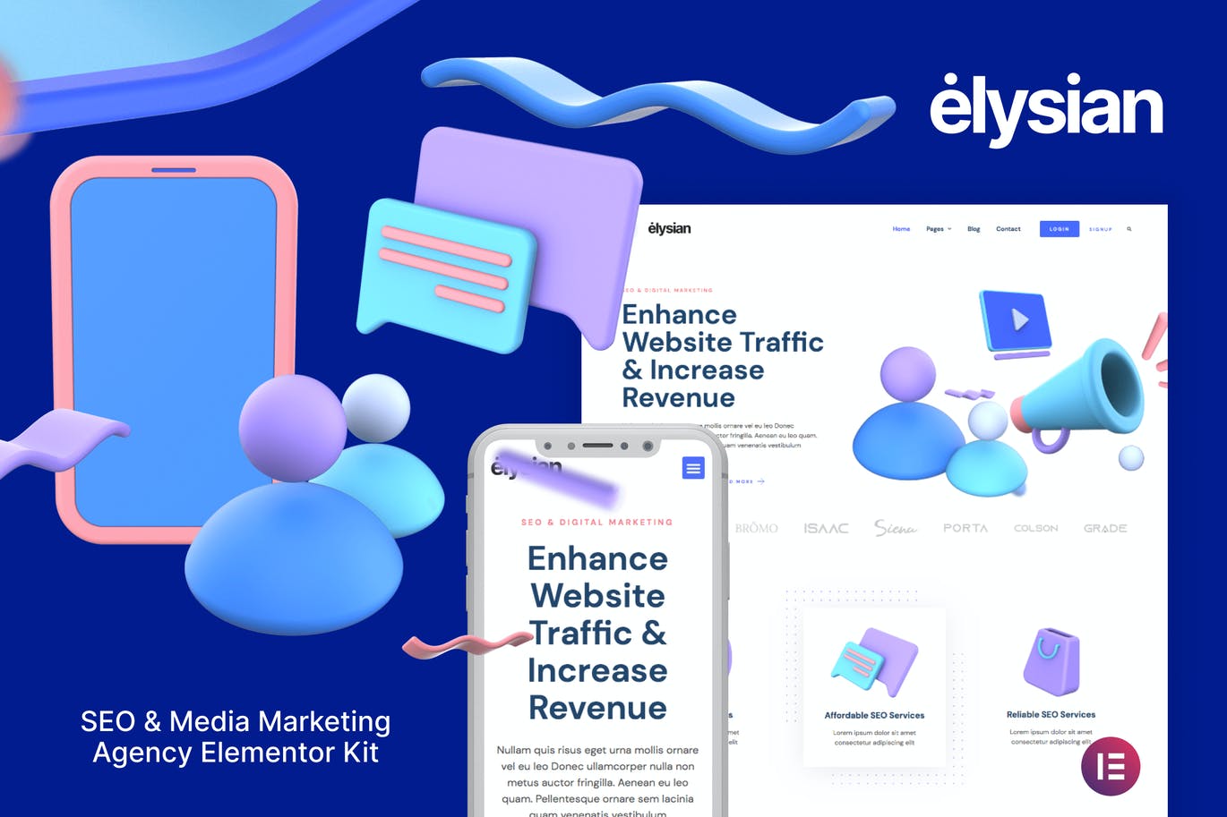 Elysian – 3 d风格SEO机构Elementor工具包