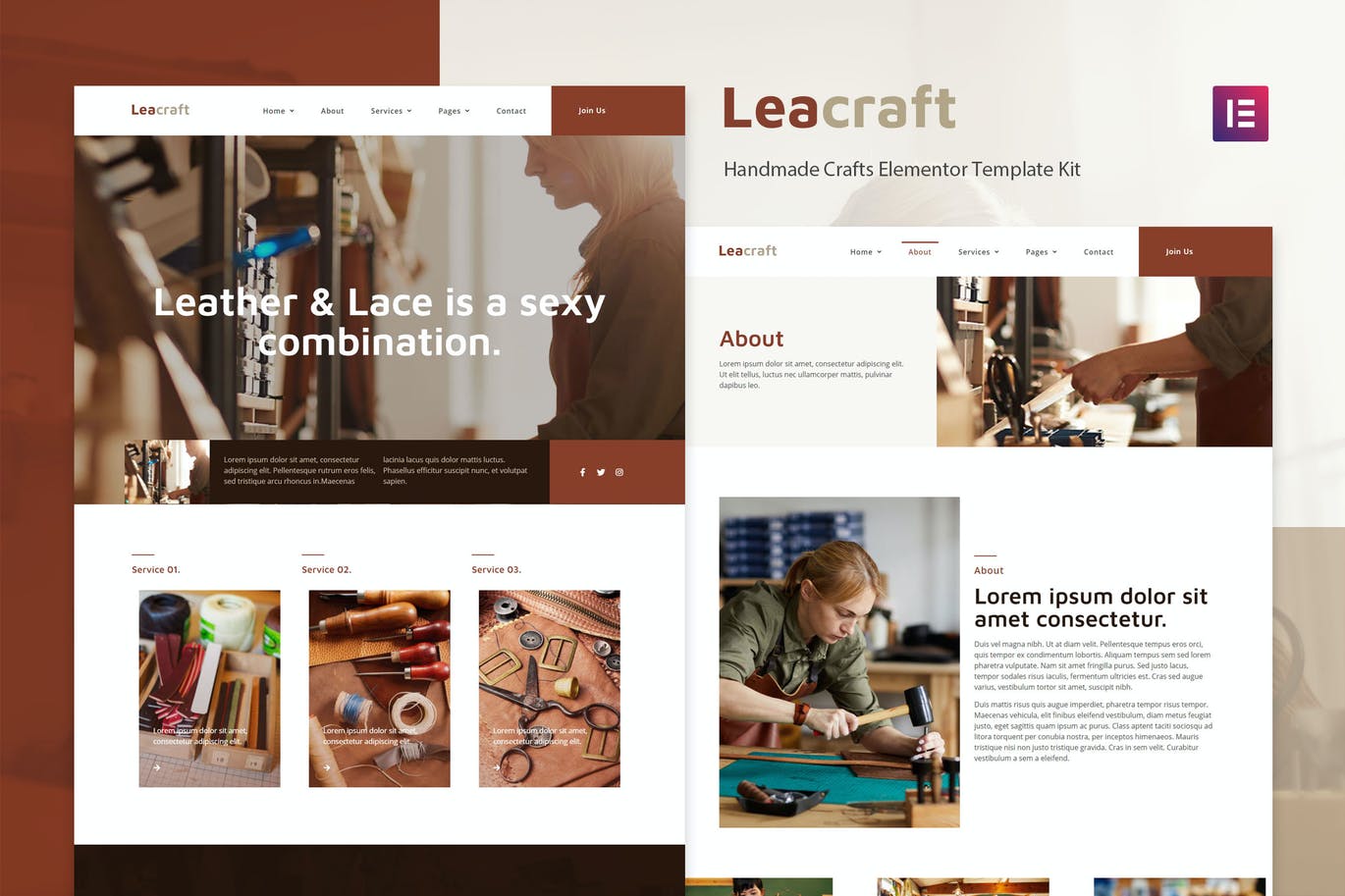 Leacraft – 手工工艺品Elementor模板工具包