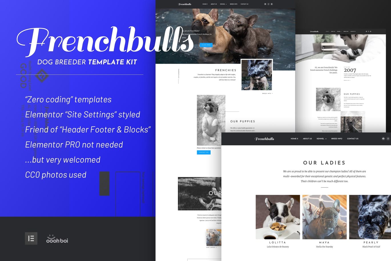 Frenchbulls – 狗饲养员Elementor模板工具包