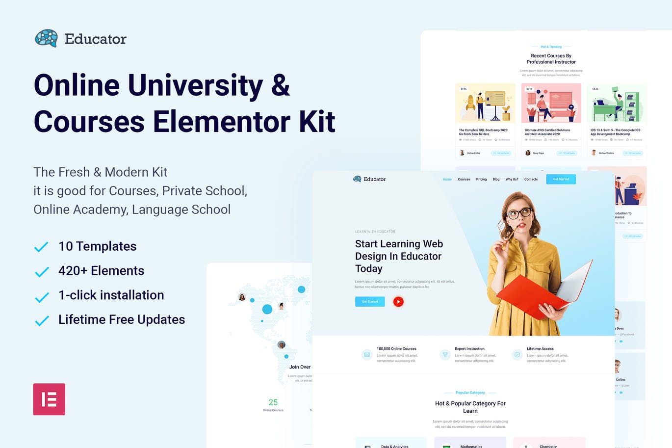 Educator – 在线大学与课程 Elementor Template Kit