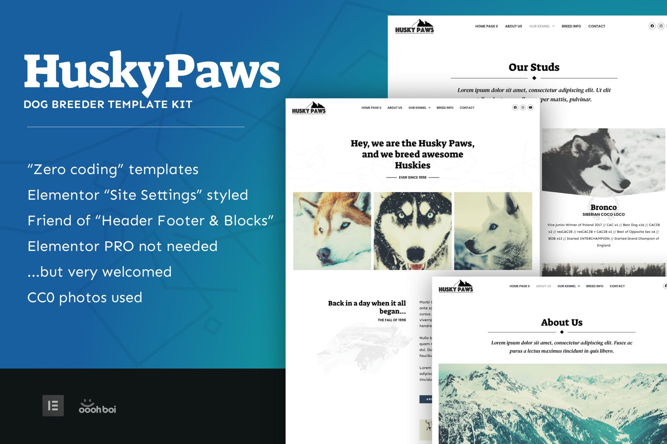 HuskyPaws – 狗饲养员 Elementor Template Kit