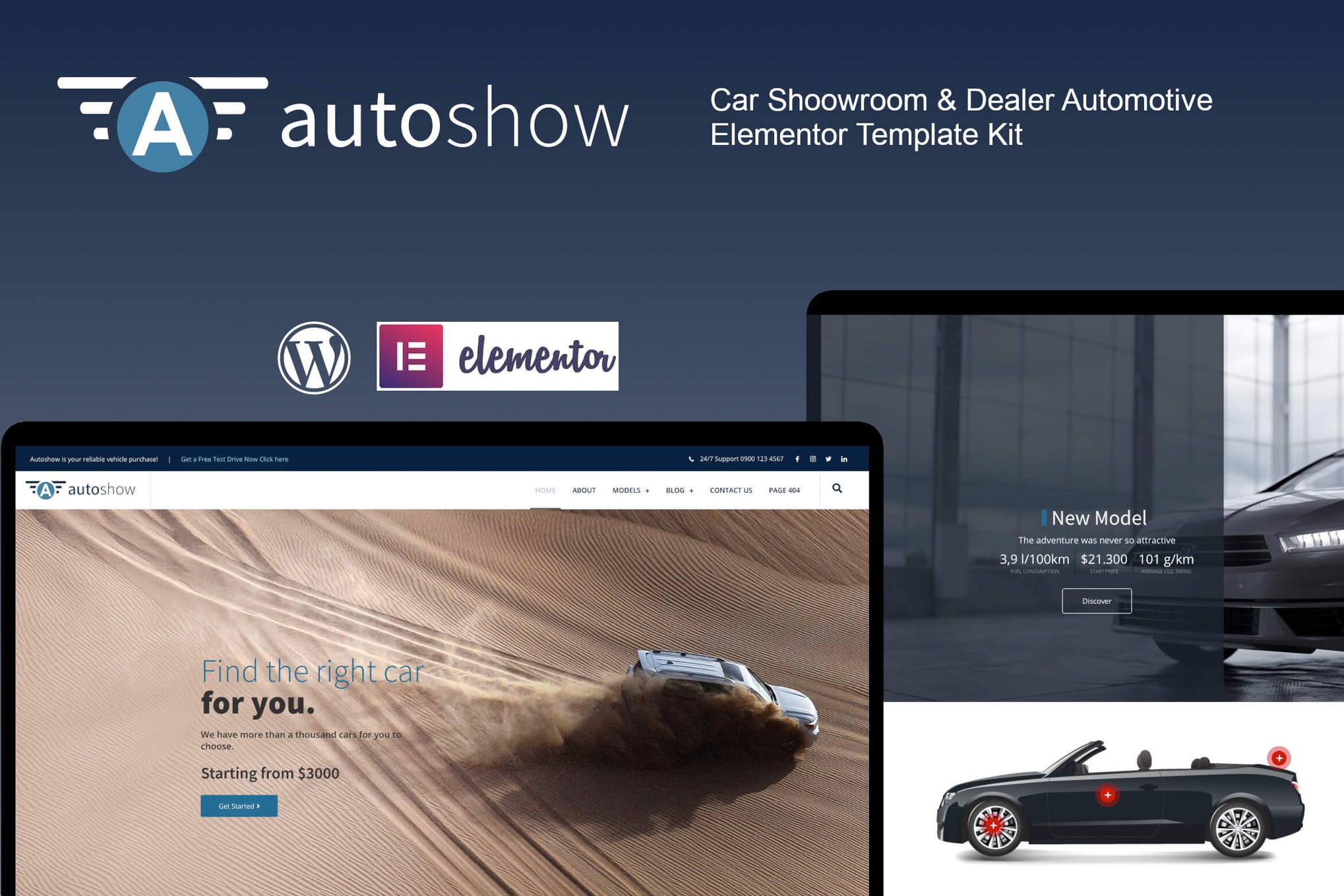 AutoShow – 汽车陈列室和经销商  Elementor Template Kit