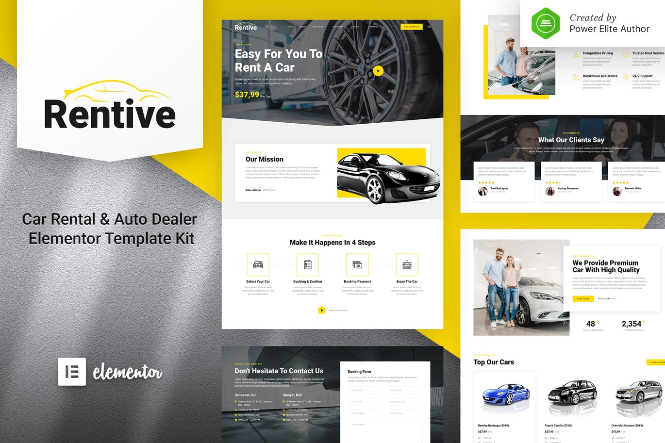Rentive – 汽车租赁和汽车经销商 Elementor Template Kit