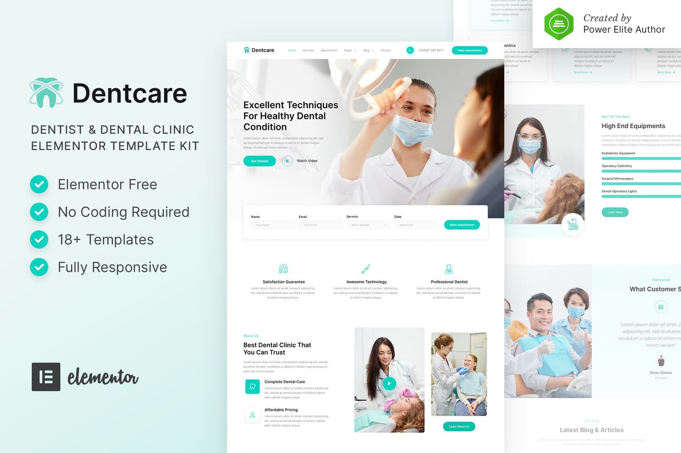 Dentcare – 牙医和牙科诊所 Elementor Template Kit