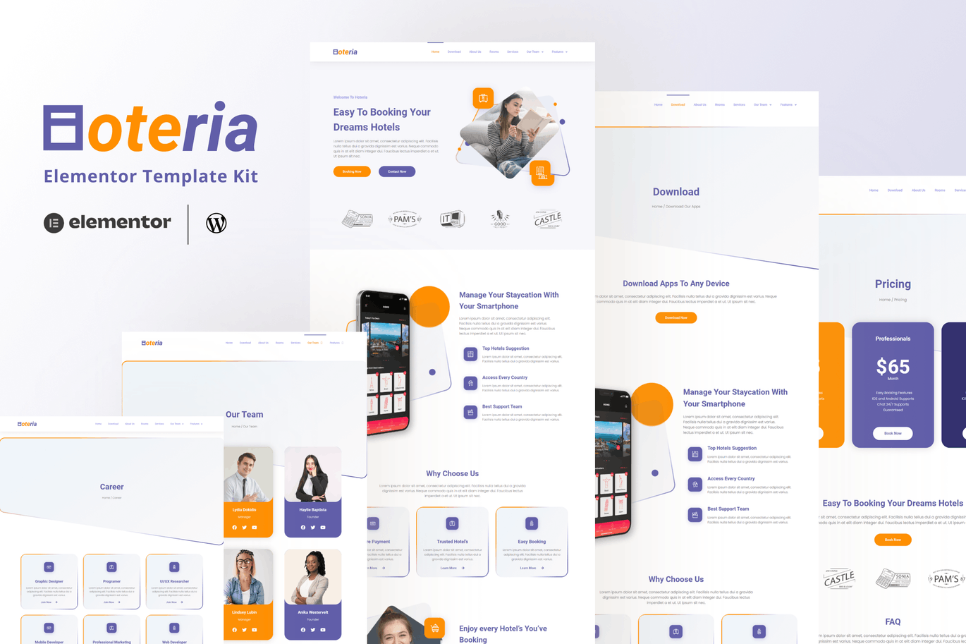 Hoteria – 酒店服务 Elementor Template Kit