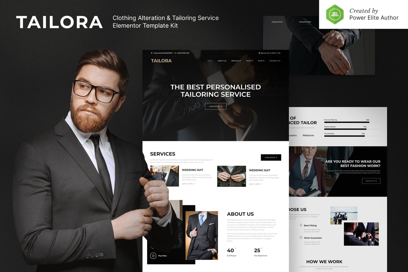 Tailora – 服装改造和剪裁服务 Elementor Template Kit