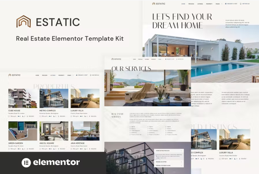 Estatic – 房地产 Elementor 模板套件