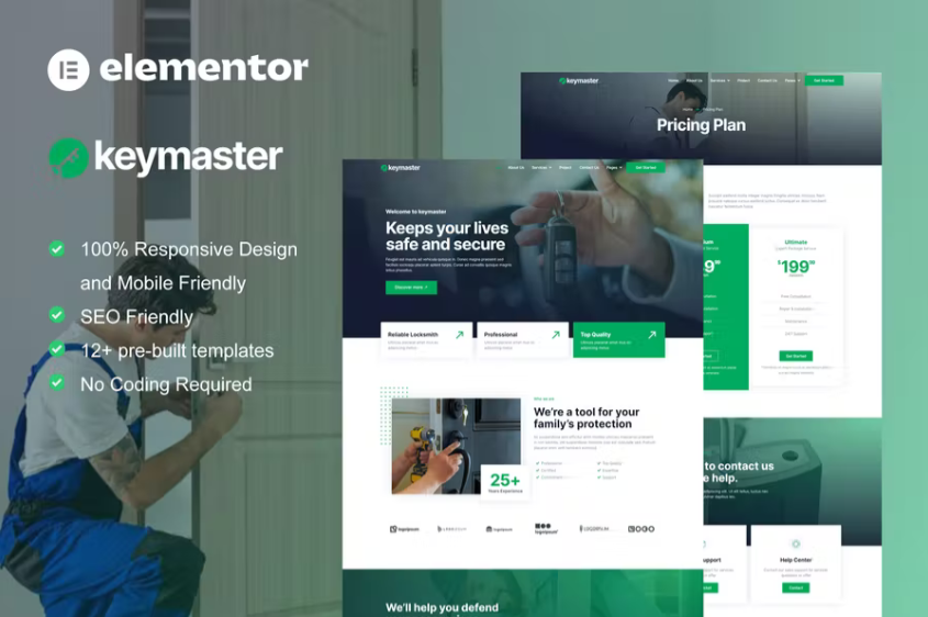 KeyMaster – Locksmith & Key Maker Service Elementor 模板套件