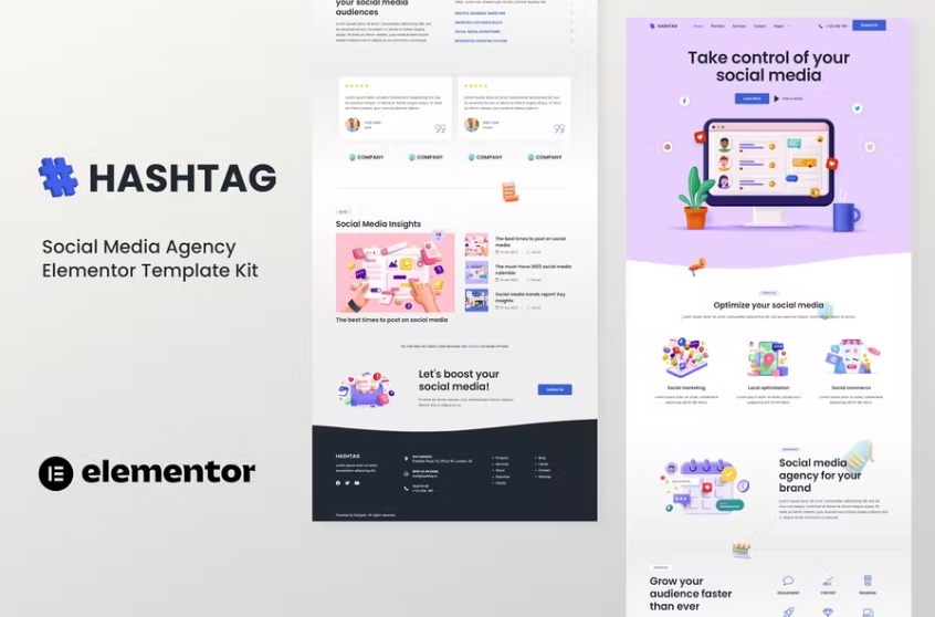 Hashtag – 社交媒体代理 Elementor 模板工具包