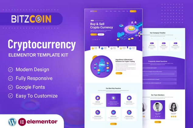 BitzCoin – Crypto Exchange Elementor 模板工具包