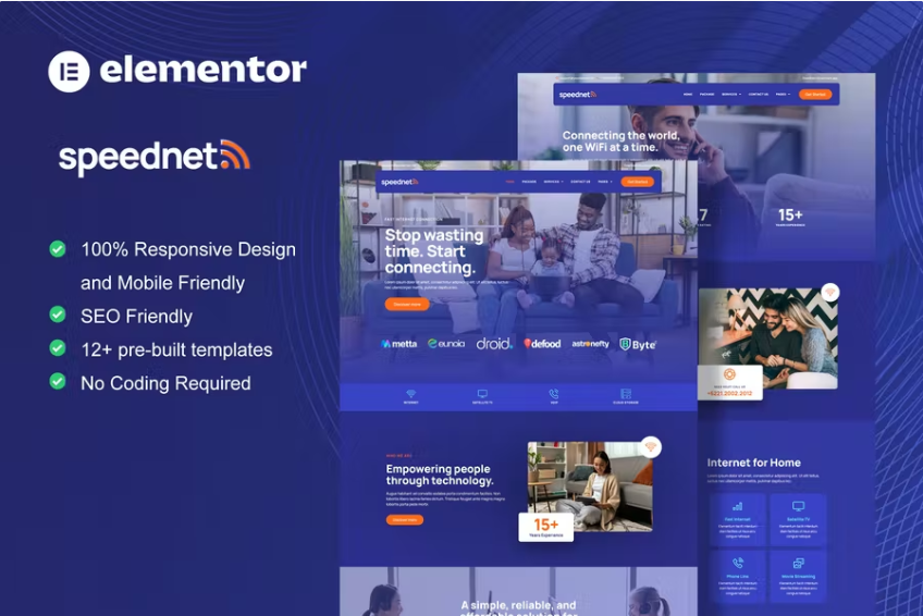 SpeedNet – 宽带和互联网服务提供商 Elementor 模板套件