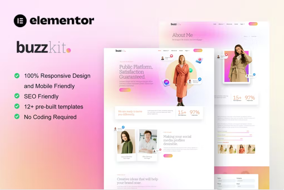 Buzzkit – 影响者和创意机构 Elementor 模板套件
