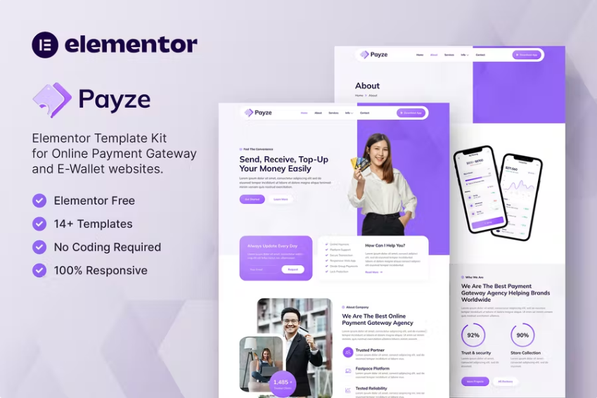 Payze – 在线支付网关和电子钱包 Elementor 模板工具包