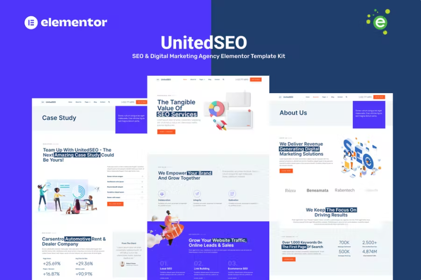 UnitedSEO – SEO 和数字营销机构 Elementor 模板工具包