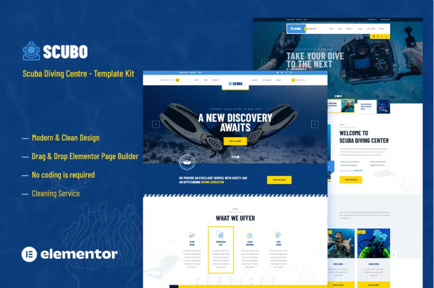 Scubo – 水肺潜水中心 Elementor 模板套件